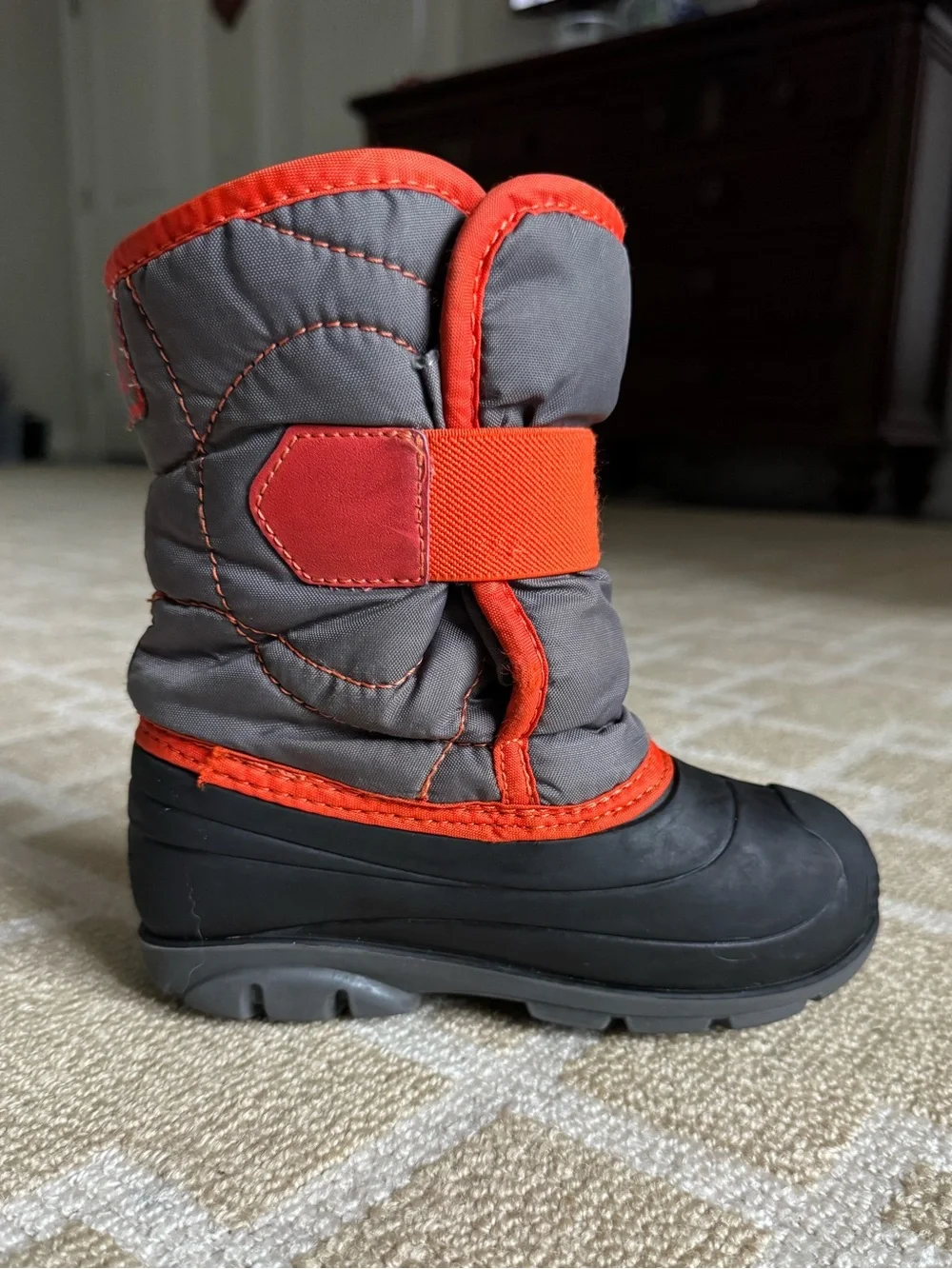 Kamik Kids Insulated Waterproof Winter Snow Boots Gray Orange Boys Size 10